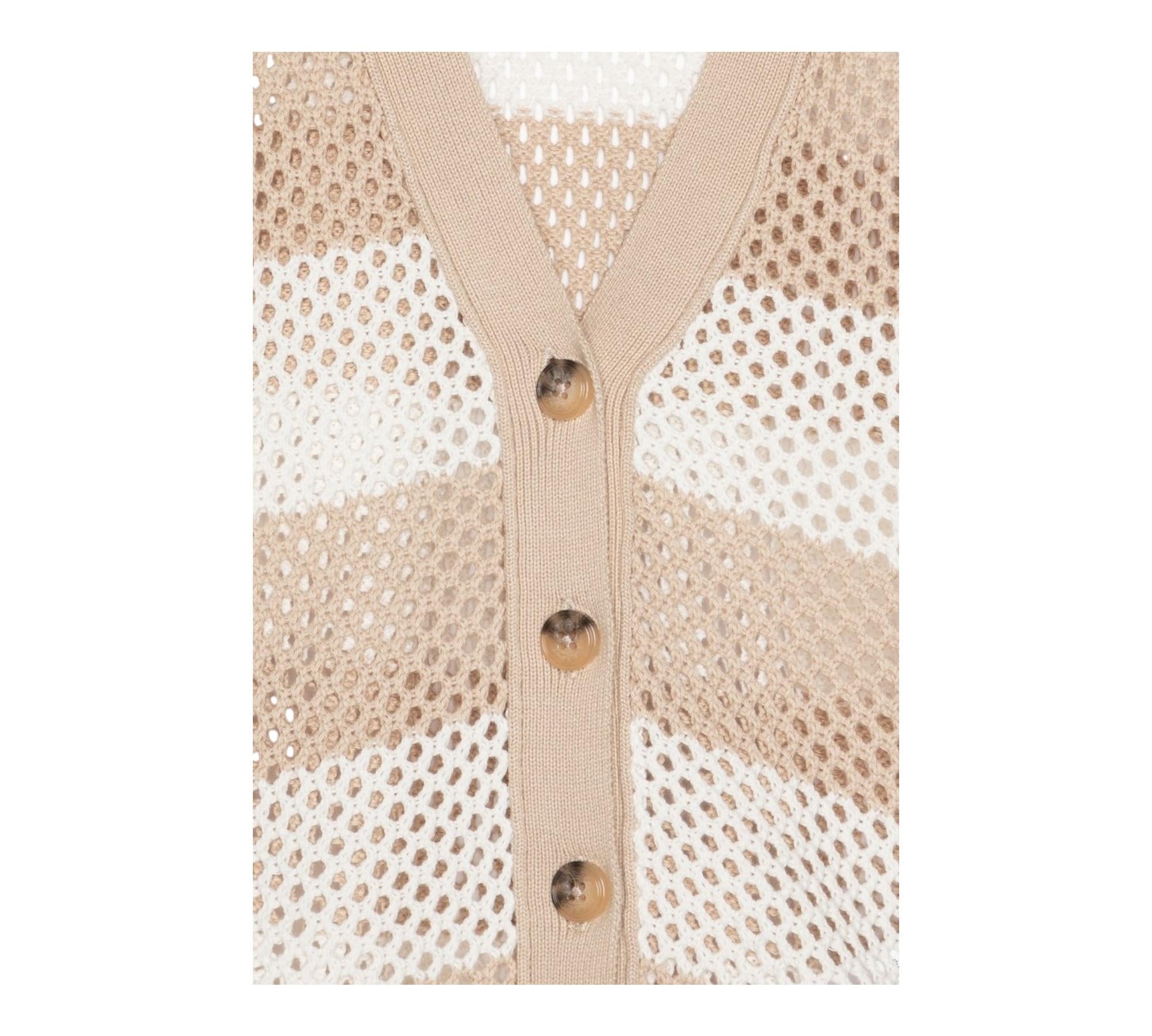 Max&Co. Cardigan Fantasia A Righe con Trafori per Bambina MX0181 BIANCO/BEIGE MAX&Co. 