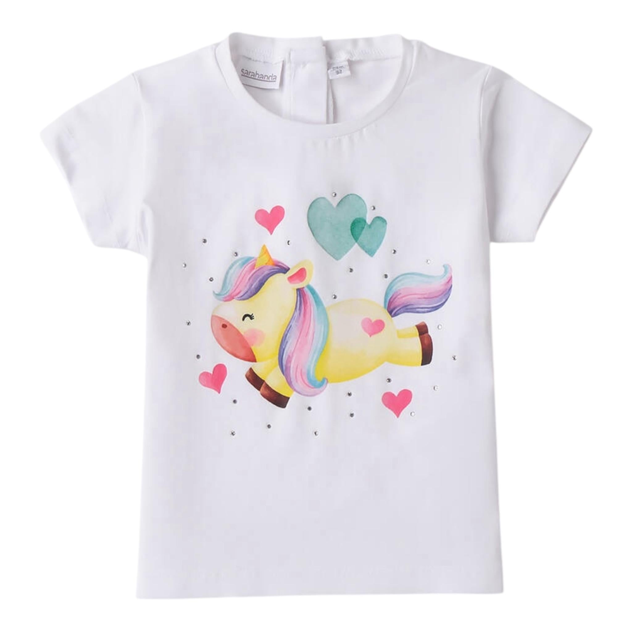 Sarabanda T-Shirt Girocollo Tinta Unita con Stampa per Bambina 0B236 BIANCO SARABANDA 