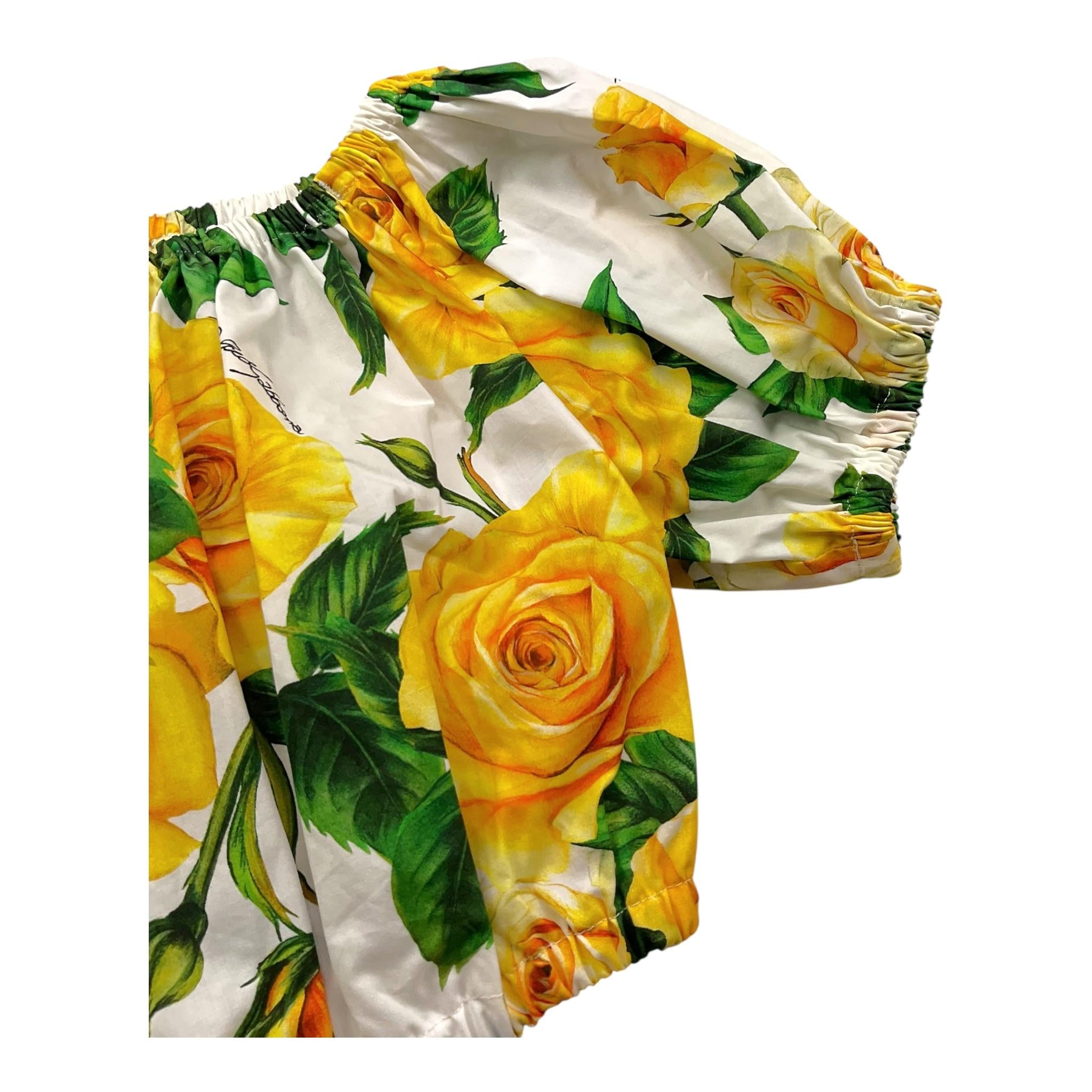 Dolce & Gabbana Top Tinta Unita con Fantasia Rose per Bambina L55S88 BIANCO DOLCE & GABBANA 