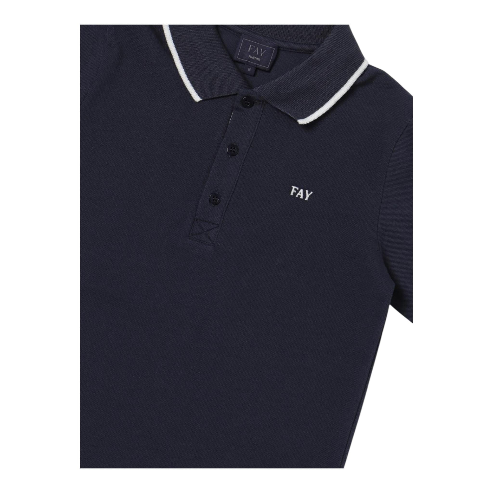 Fay Polo Tinta Unita Mezza Manica con Colletto  per Bambino FU8P81X BLU FAY 