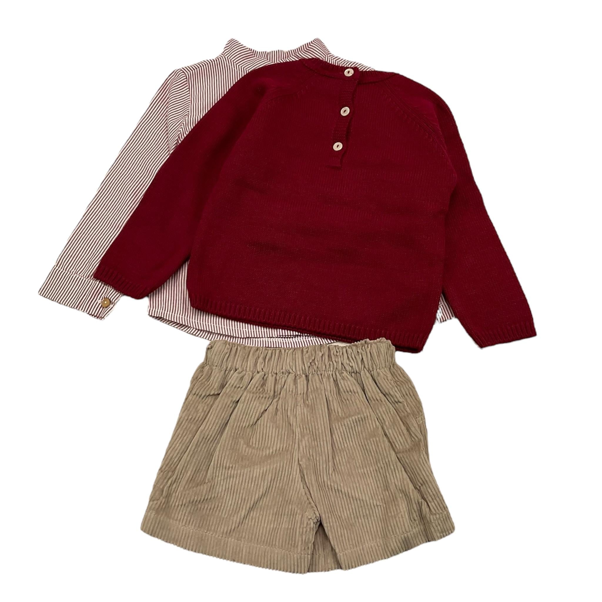 VALENTINA BEBES completo 3pz maglia-camicia-bermuda Bordeaux per Neonato MAR81 BORDEAUX VALENTINA BEBES 