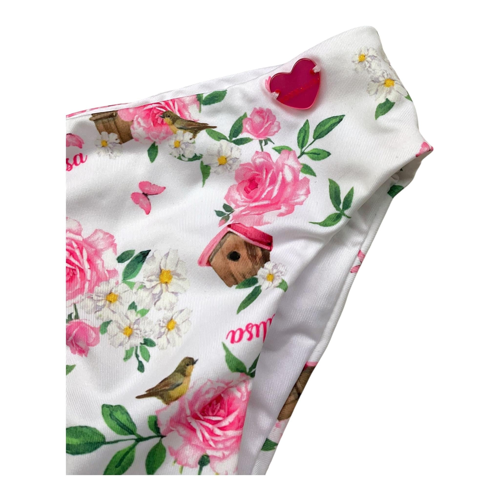 Monnalisa Costume 2 Pezzi Fascia-Slip con Fantasia per Neonata 39C041 BIANCO MONNALISA 