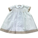 Le Bebe Abito Mezza Manica Tinta Unita con Profili In Contrasto per Neonata LBG6340 BIANCO LE BEBE 