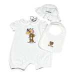 Moschino Set Pagliaccetto-Cappello-Bavetta per Neonata MDY01B BIANCO MOSCHINO 