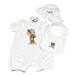 Moschino Set Pagliaccetto-Cappello-Bavetta per Neonata MDY01B BIANCO MOSCHINO 