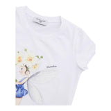 Monnalisa T-Shirt Girocollo Tinta Unita con Stampa per Bambina 113602S2 BIANCO MONNALISA 