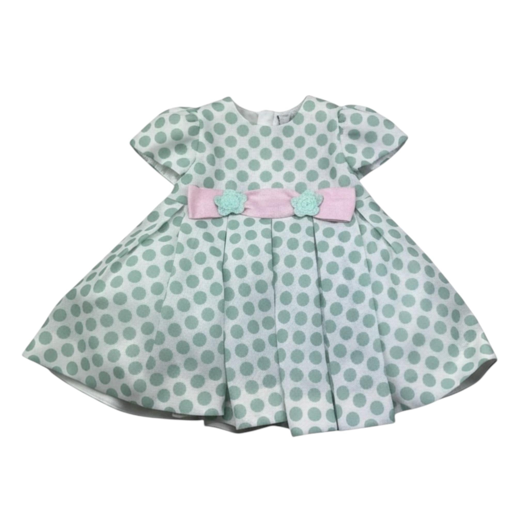 I Delfi Abito Mezzamanica Tinta Unita Fantasia Pois per Neonata 25P5157 BIANCO I DELFI 