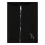LIU JO felpa con zip e cappuccio tinta unita con logo Nero per Bambina GF4024 NERO LIU JO 