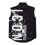 Dsquared2 Camicia Giromanica Tinta Unita con Logo per Bambino DQ2414 NERO DSQUARED2 