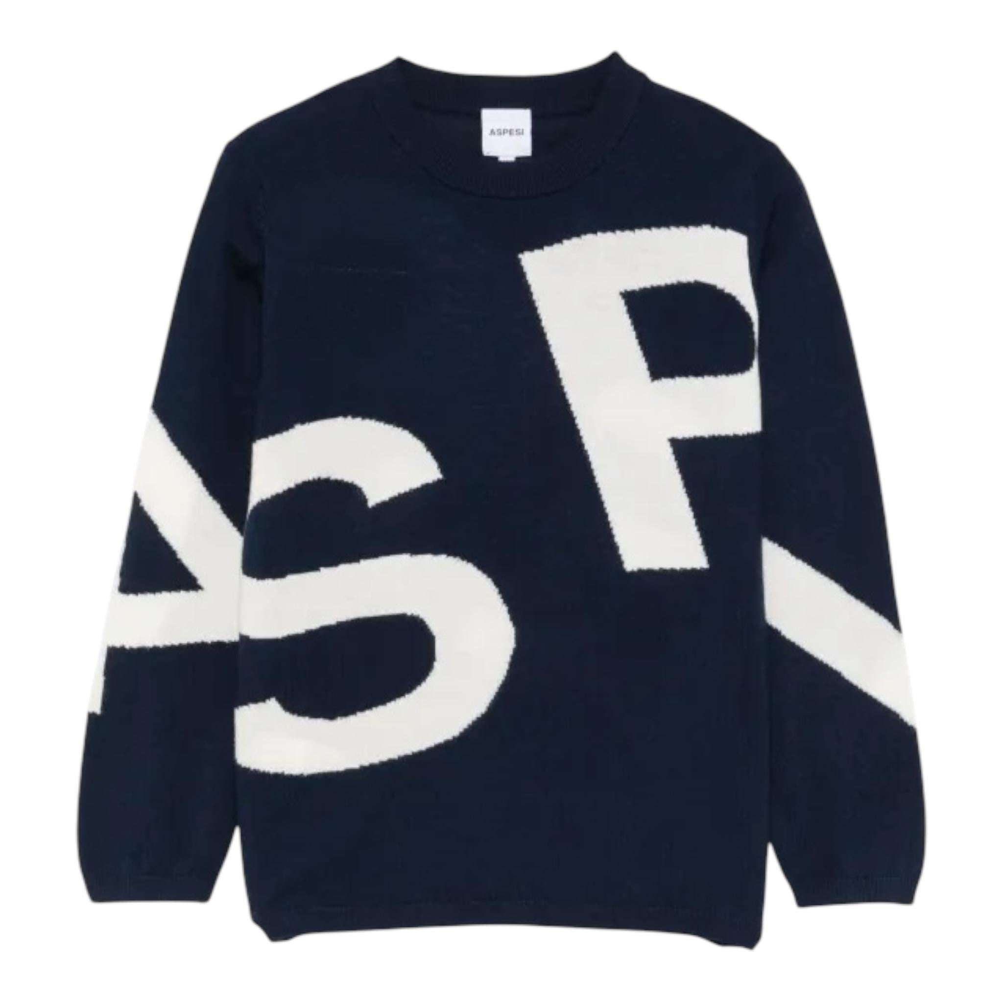 ASPESI maglia tinta unita con stampa Blu per Bambino F24034MAEM908 BLU ASPESI 