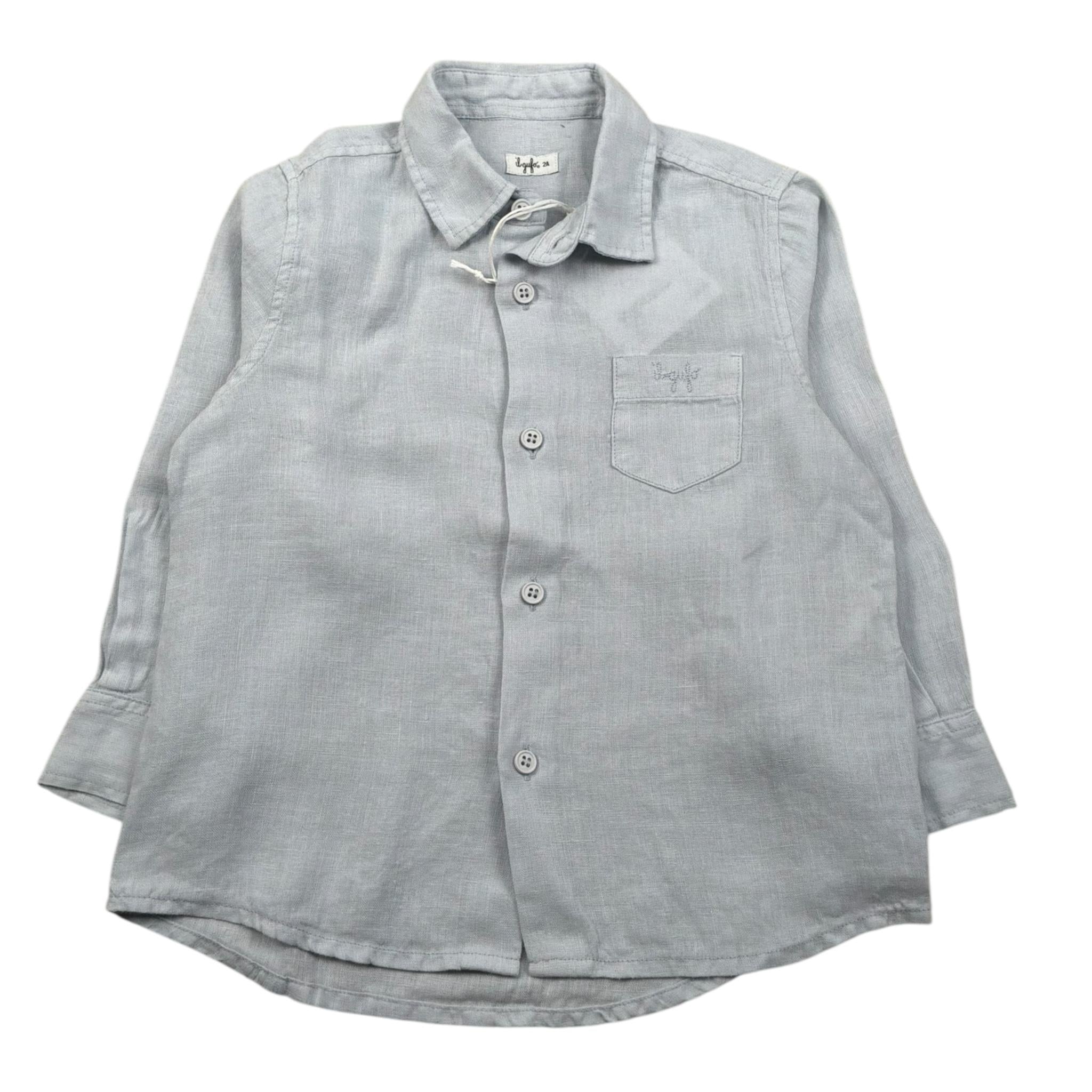 Il Gufo Camicia Manica Lunga Tnta Unita Collo Coreano per Neonato P25CL110L6006N AZZURRO IL GUFO 