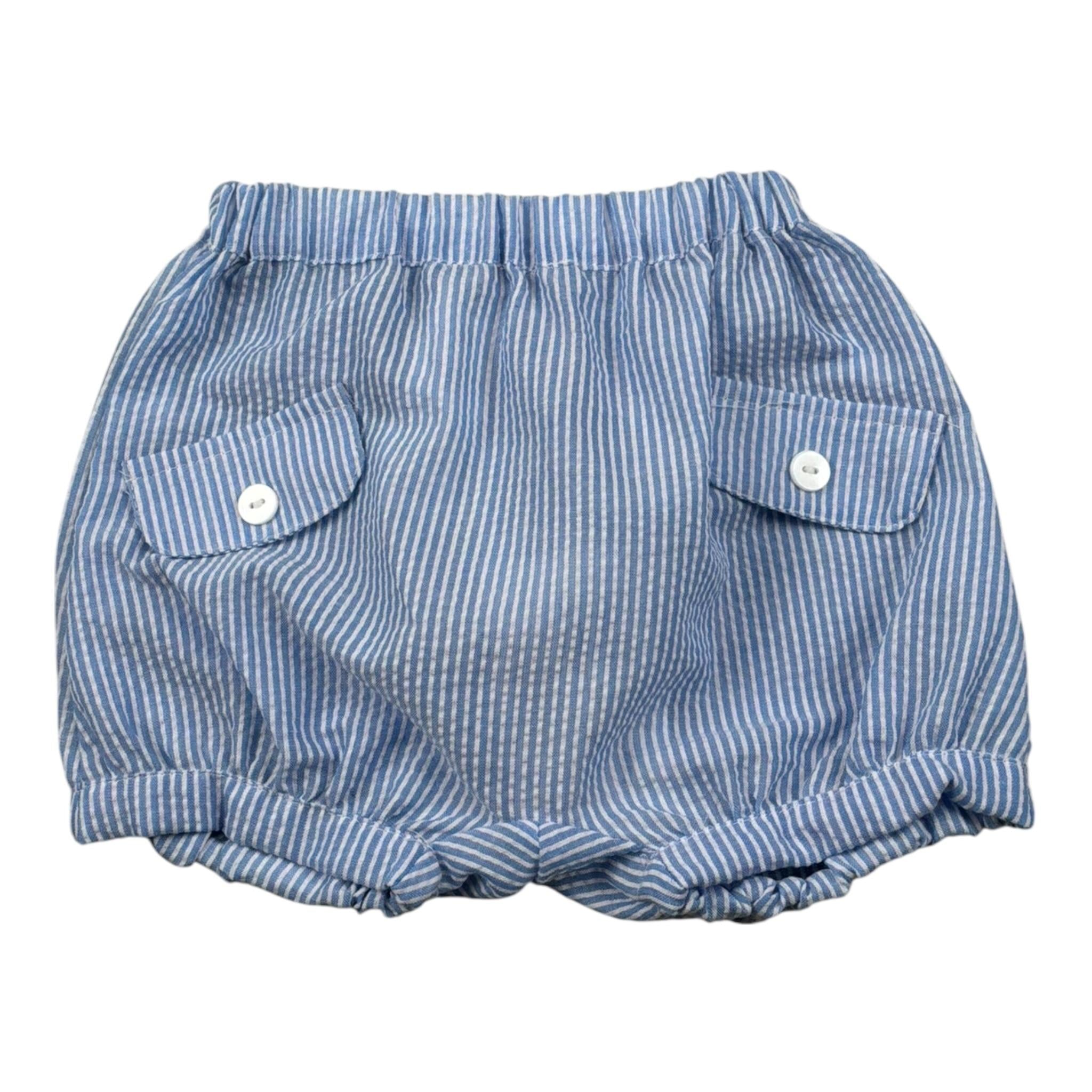 Malvi & Co Culotte Tinta Unita con Fantasia A Righe per Neonato S25N155CUEG AZZURRO MALVI & CO 