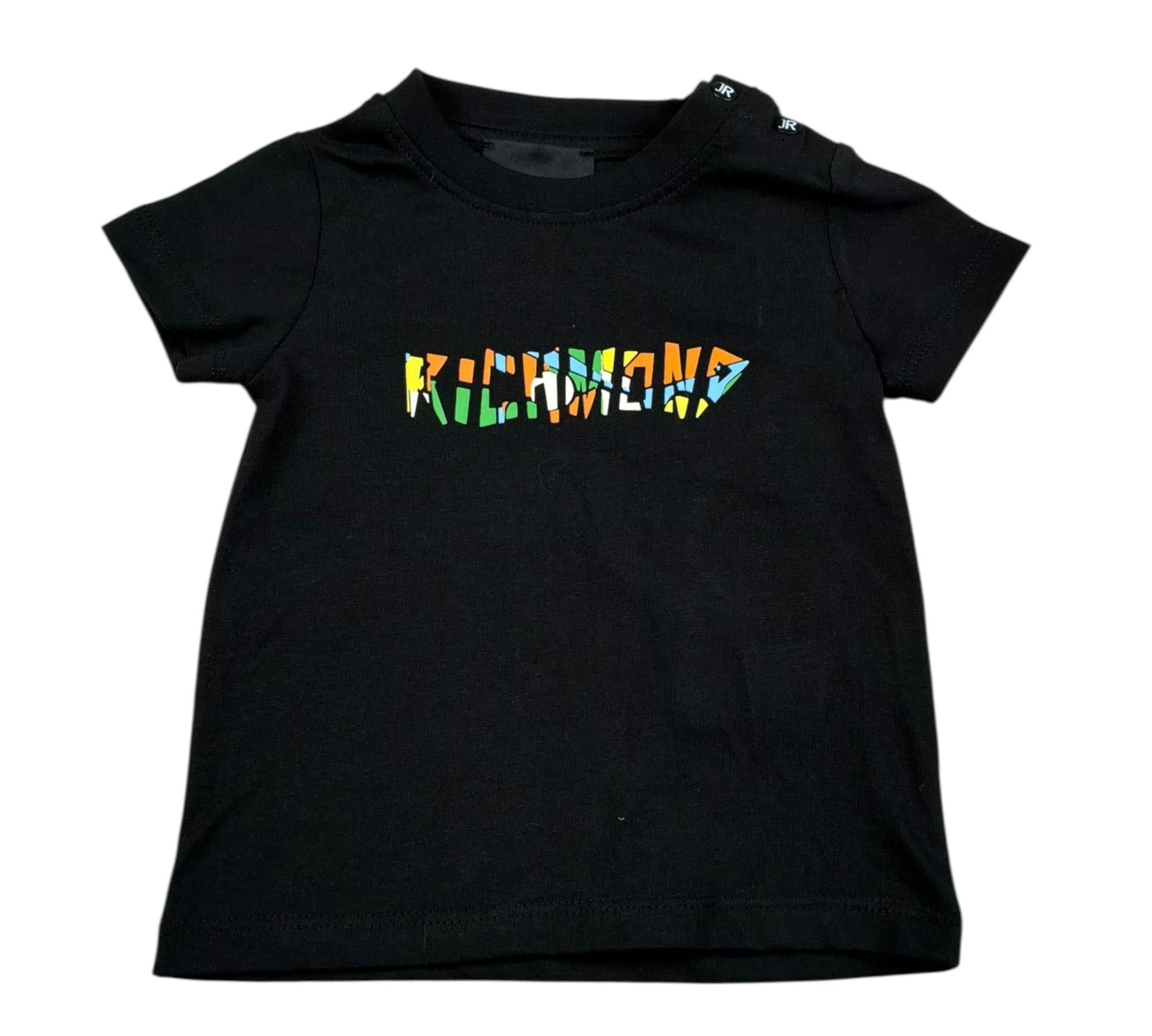 John Richmond T-Shirt Girocollo Tinta Unita con Logo per Neonato RIP26108TS NERO JOHN RICHMOND 
