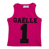 Gaelle Canotta Girocollo Tinta Unita con Stampa Logo Fuxia per Bambina