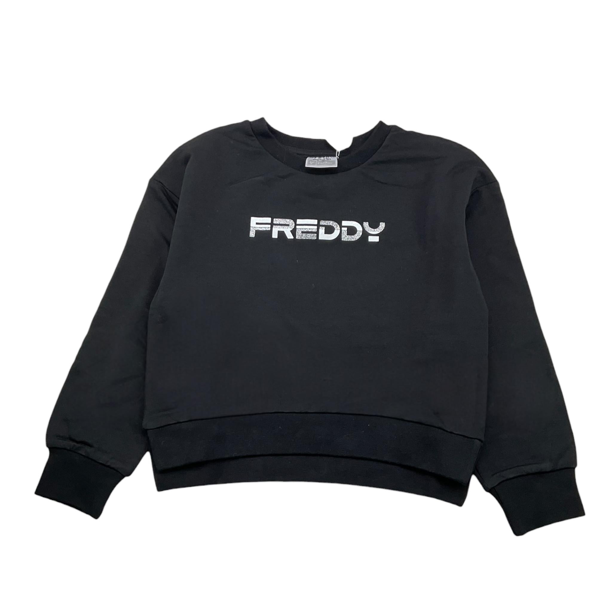 FREDDY felpa tinta unita girocollo con logo Nero per Bambina FR1754 NERO FREDDY 