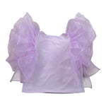 Miss Grant Top tinta unita con Rouches Lilla per Bambina MG1091 LILLA MISS GRANT 