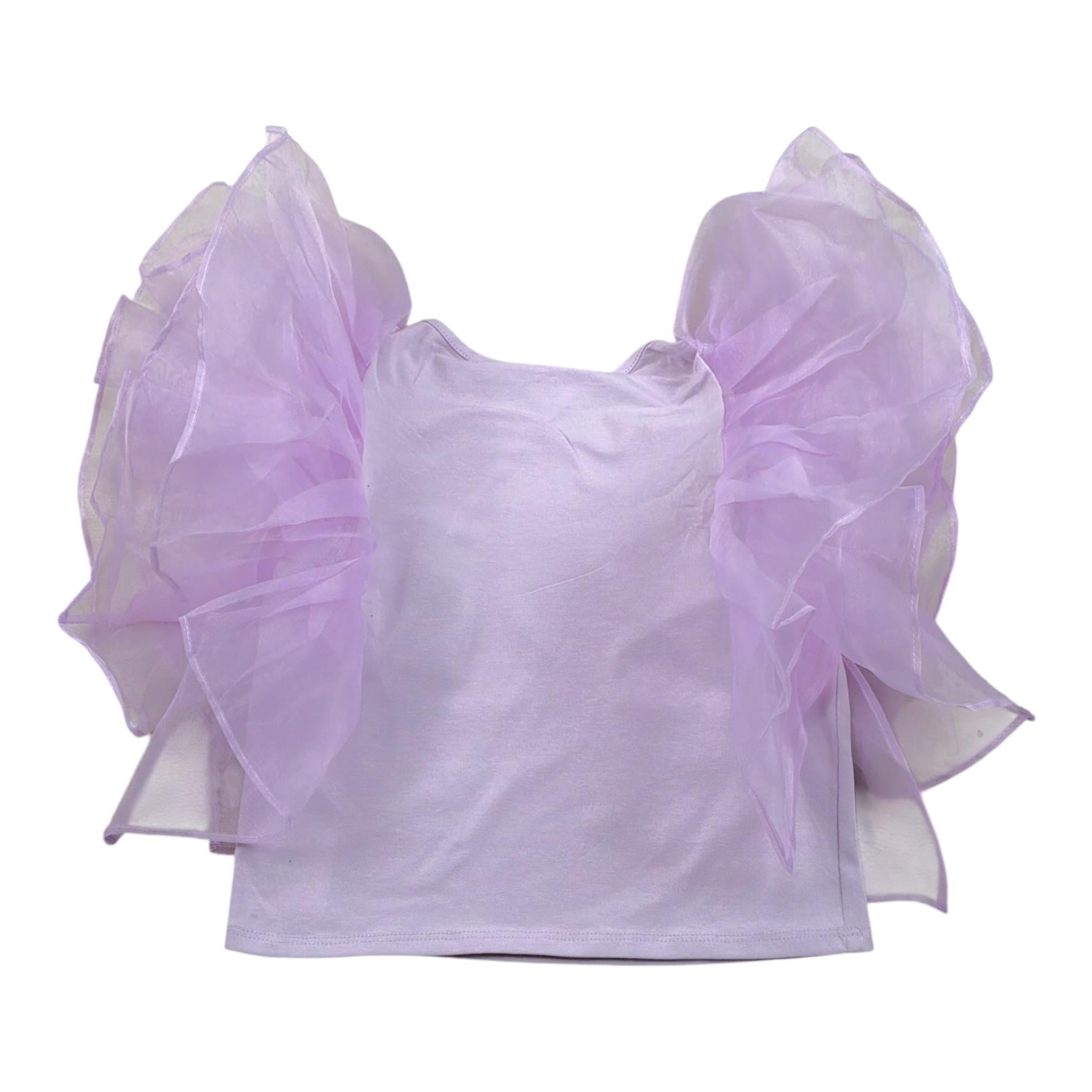 Miss Grant Top tinta unita con Rouches Lilla per Bambina MG1091 LILLA MISS GRANT 