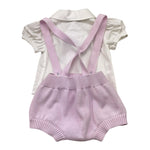 I Delfi Completo 2 Pezzi Camicia-Salopettes Bicolore per Neonata 25P5010 BIANCO/LILLA I DELFI 