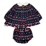 MARTA Y PAULA set abito-coulotte tinta unita con fantasia Blu per Neonata 5105 BLU MARTA Y PAULA 