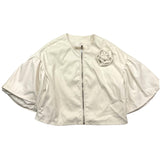 Twinset Chiodo In Ecopelle Tinta Unita Mezza Manica Panna Per Bambina