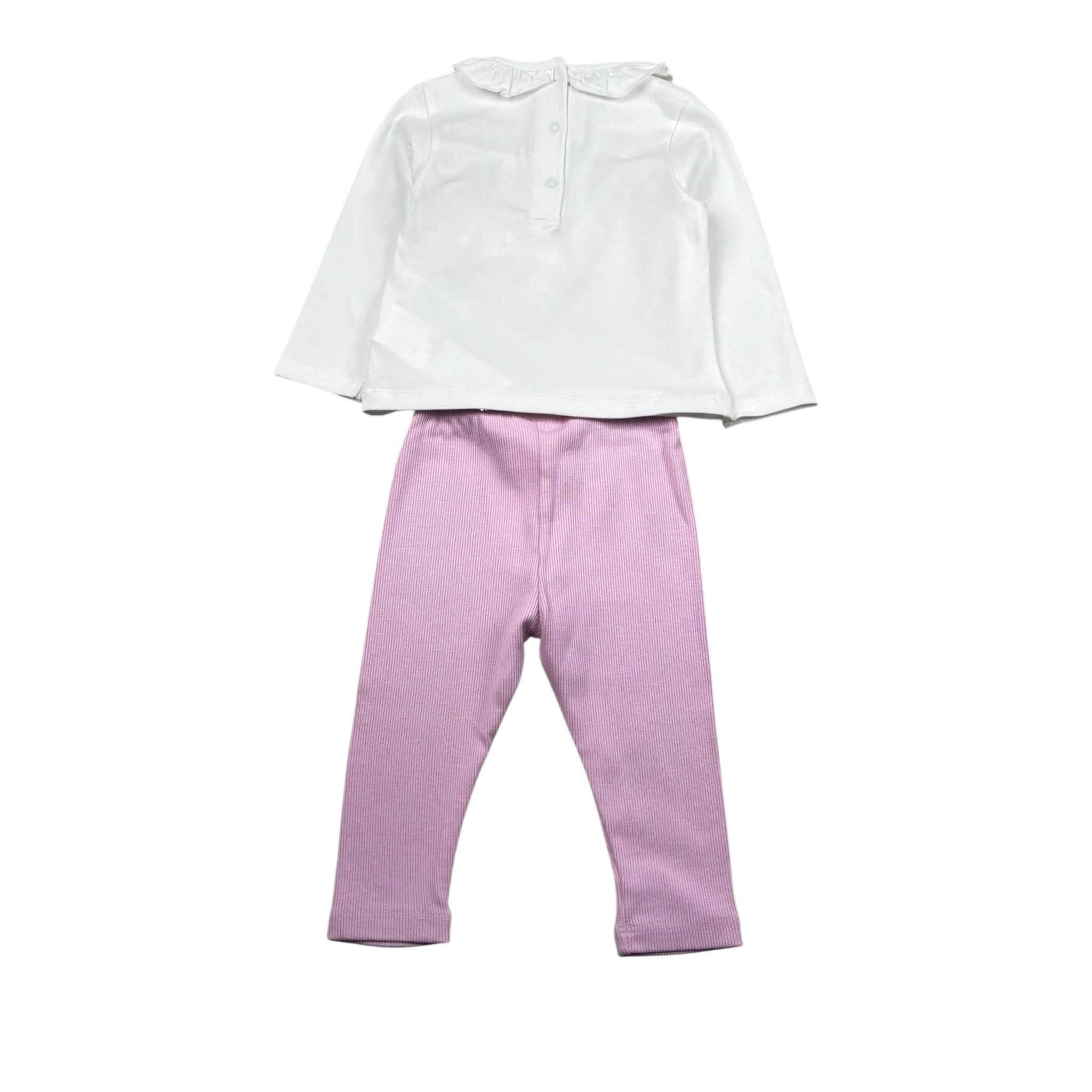 Mini Banda Completo 2 Pezzi Shirt-Leggins Bicolore per Neonata 3B746 BIANCO/ROSA MINI BANDA 