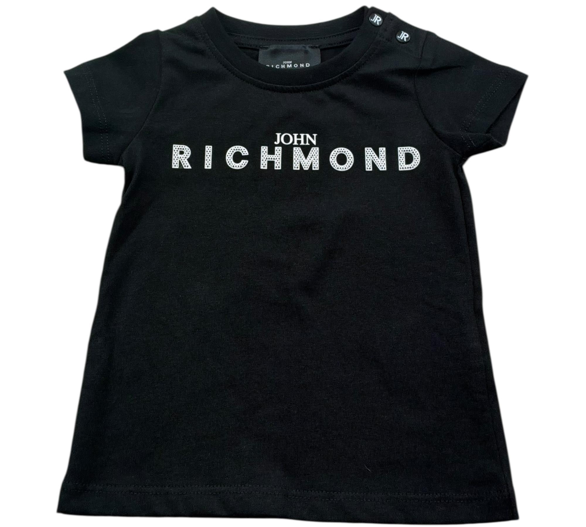 John Richmond T-Shirt Girocollo Tinta Unita con Stampa Logo per Neonato RIP26035TS NERO JOHN RICHMOND 
