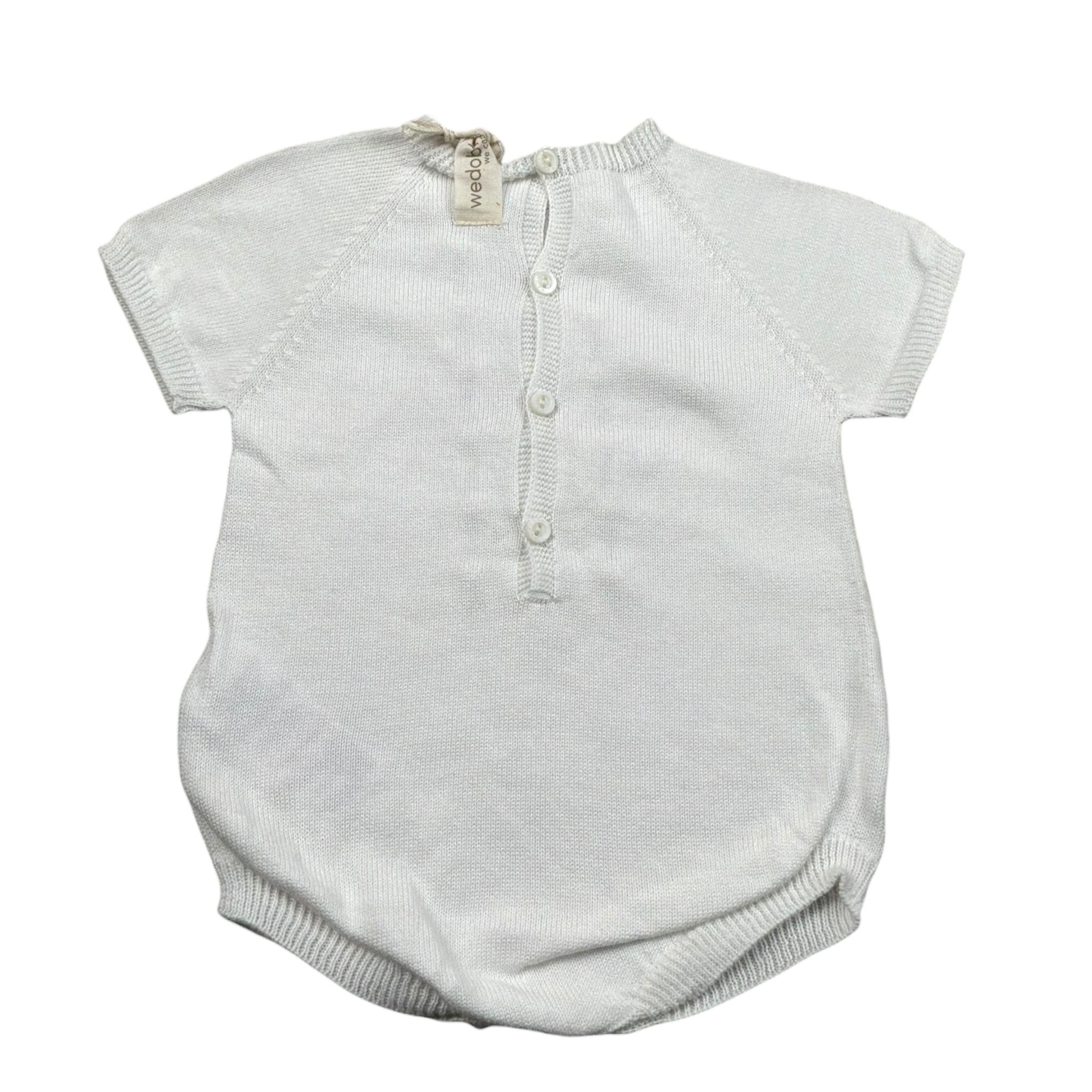 Wedoble Pagliaccetto Mezza Manica Tinta Unita con Ricami per Neonato V2401305R BIANCO WEDOBLE 