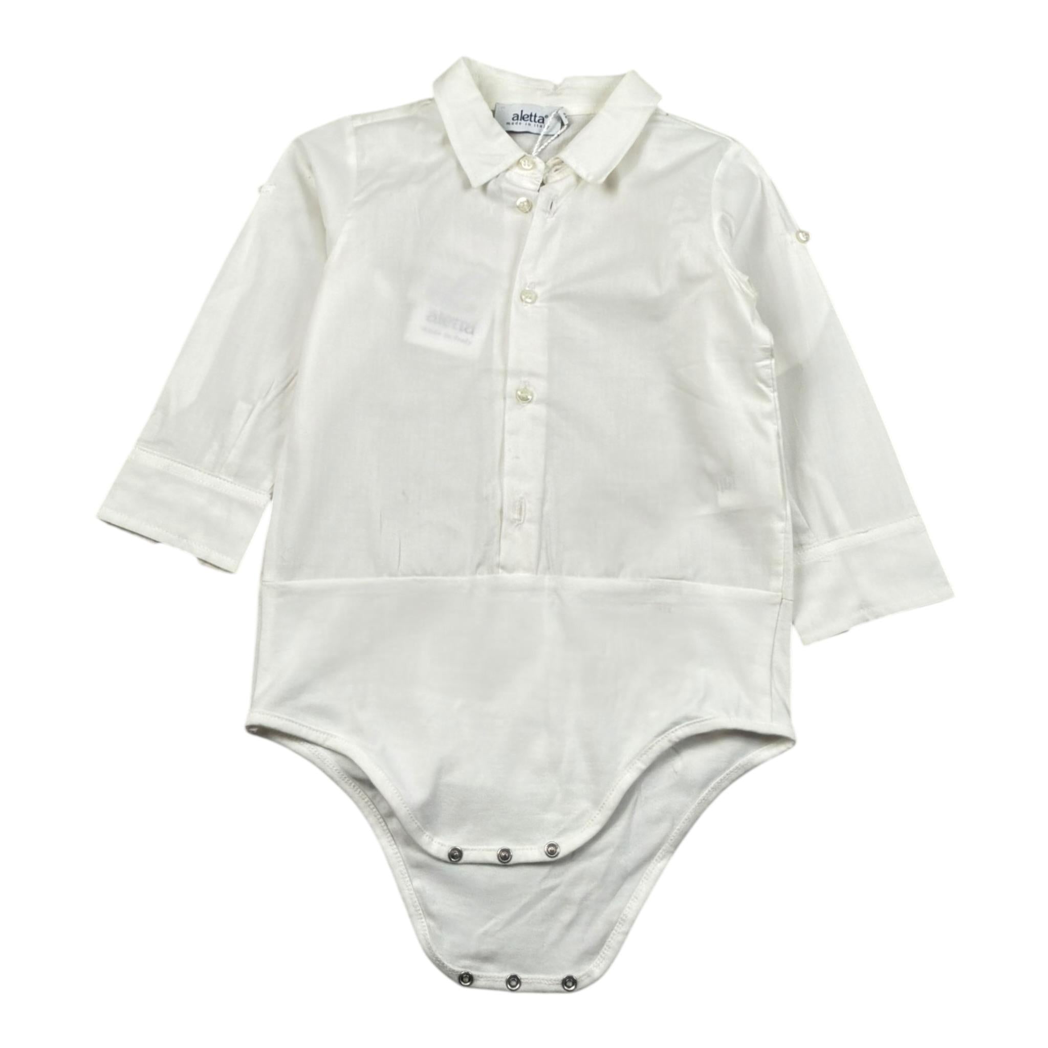 Aletta Camicia Tinta Unita Modello Body per Neonato M22050 BIANCO ALETTA 