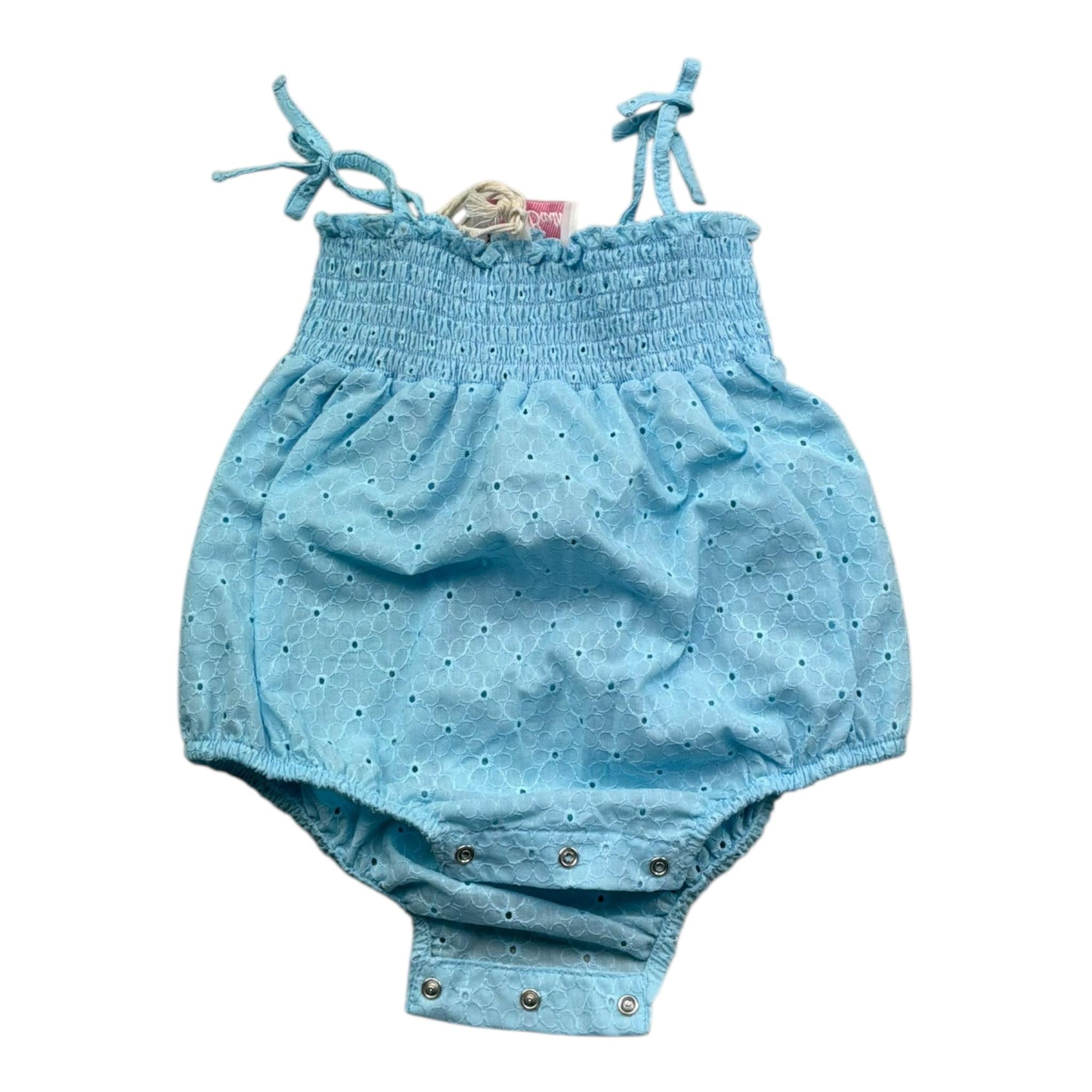 Saint Barth Pagliaccetto Tinta Unita Traforato per Neonata 009733L AZZURRO SAINT BARTH 