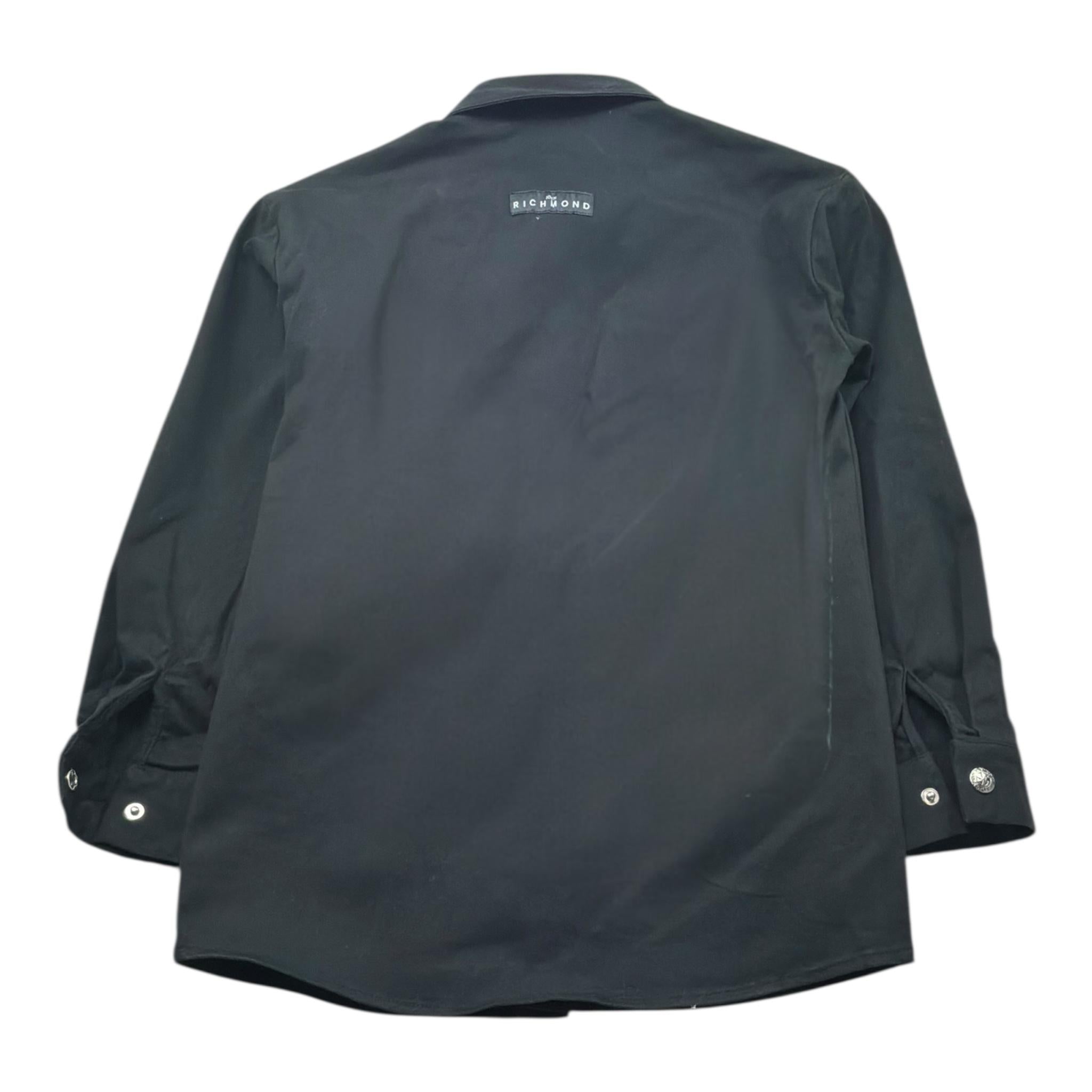 John Richmond Camicia Tinta Unita con Bottoni E Logo per Bambino RBP26212CA NERO JOHN RICHMOND 