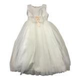 Bella Brilli Abito Cerimonia Tinta Unita Giromanica Con Tulle Bianco Per Bambina