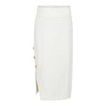 BALMAIN gonna lunga tinta unita con bottoni Panna per Bambina BV7A70 PANNA BALMAIN 