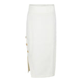 BALMAIN gonna lunga tinta unita con bottoni Panna per Bambina BV7A70 PANNA BALMAIN 