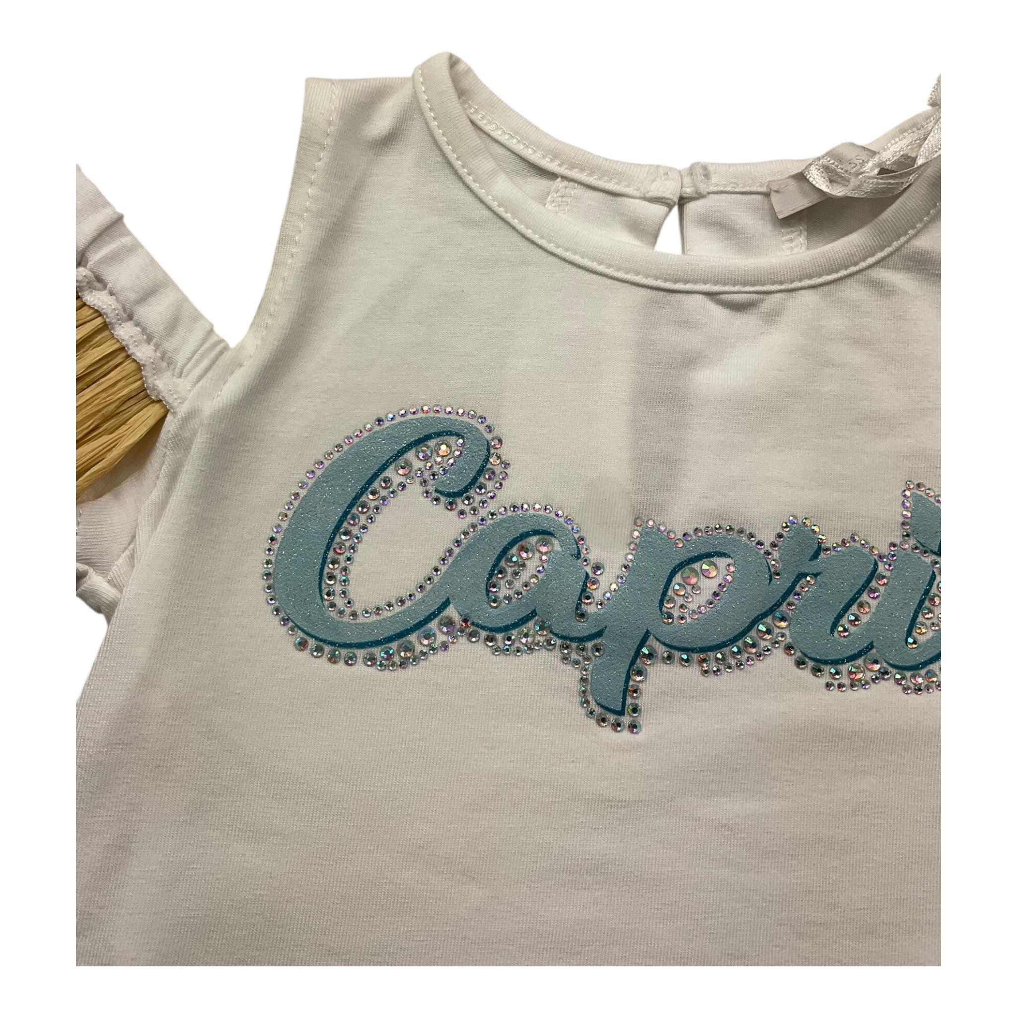 Miss Grant T-Shirt Girocollo Tinta Unita con Scollo Sulle Spalle E Maniche In Paglia per Neonata MG1328N BIANCO MISS GRANT 