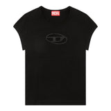 Diesel T-Shirt Girocollo Tinta Unita con Logo per Bambina J01830X NERO DIESEL 