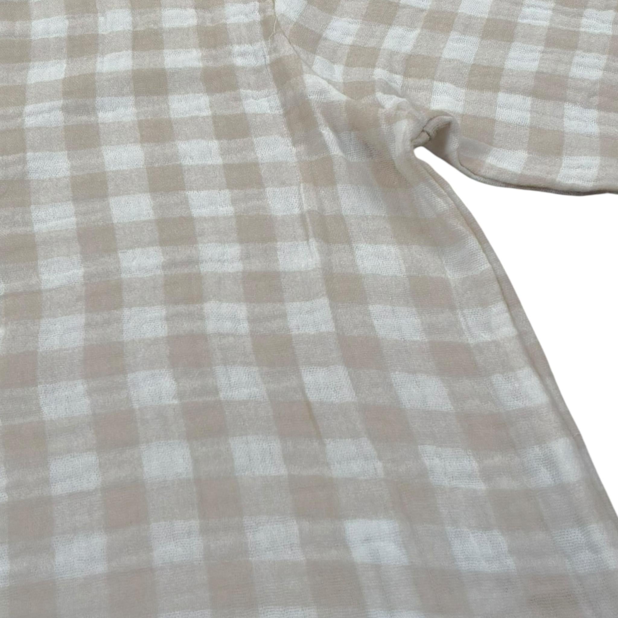 Petit Indi Camicia Tinta Unita con Fantasia A Quadri per Neonato SS25BK7115XN BEIGE PETIT INDI 