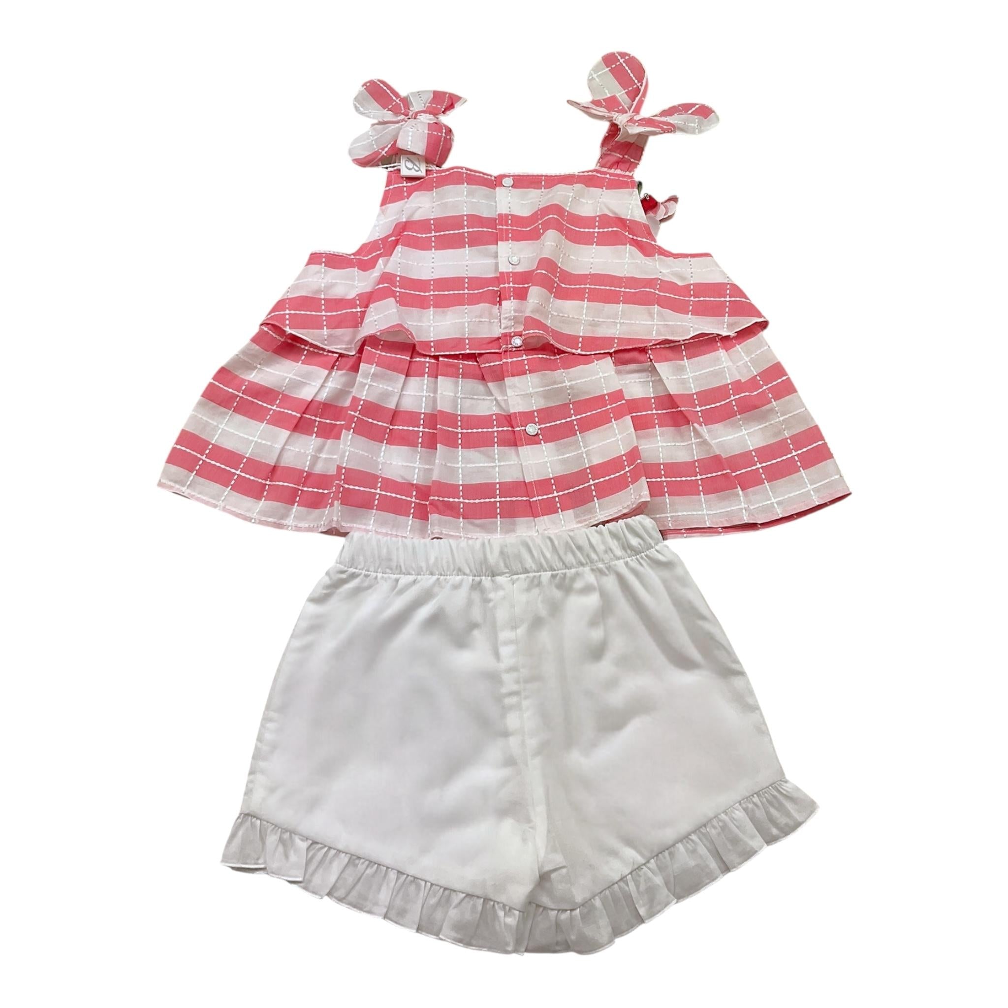 Barcellino Completo 2 Pezzi Tp-Short Bicolore  per Neonata 9674 BIANCO/ROSA BARCELLINO 