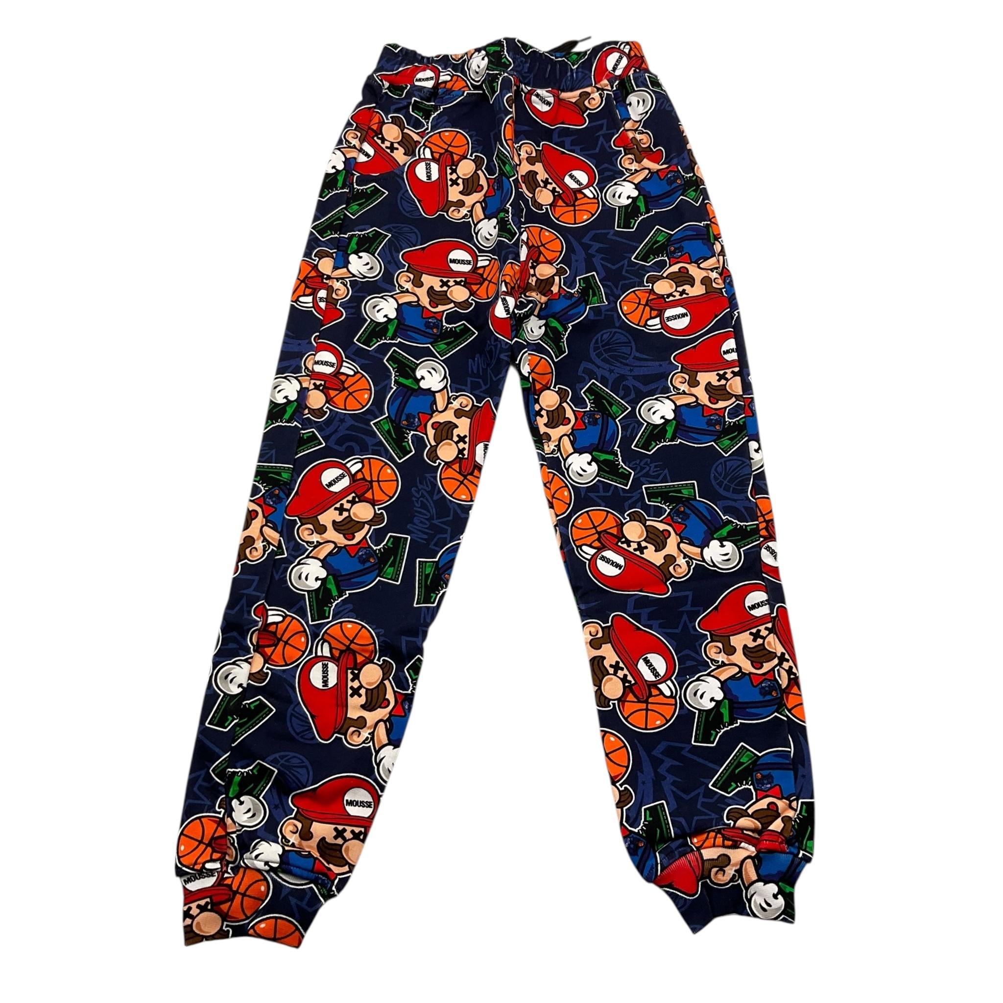 MOUSSE pantalone tuta tinta unita con stampe mario Blu per Neonato HKPG3688 BLU MOUSSE 