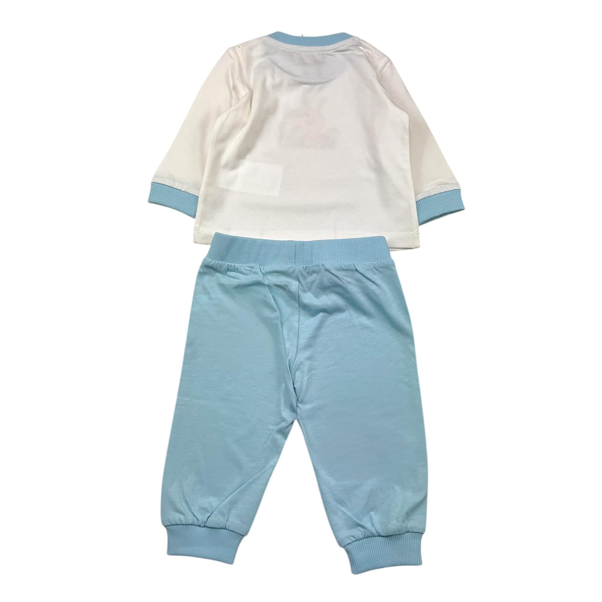 MOSCHINO completo 2pz shirt-pantalone bicolore Bianco/azzurro per Neonato MVK02F BIANCO/AZZURRO MOSCHINO 