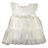Please Abito Giromanica Tinta Unita In Tulle Bianco per Bambina