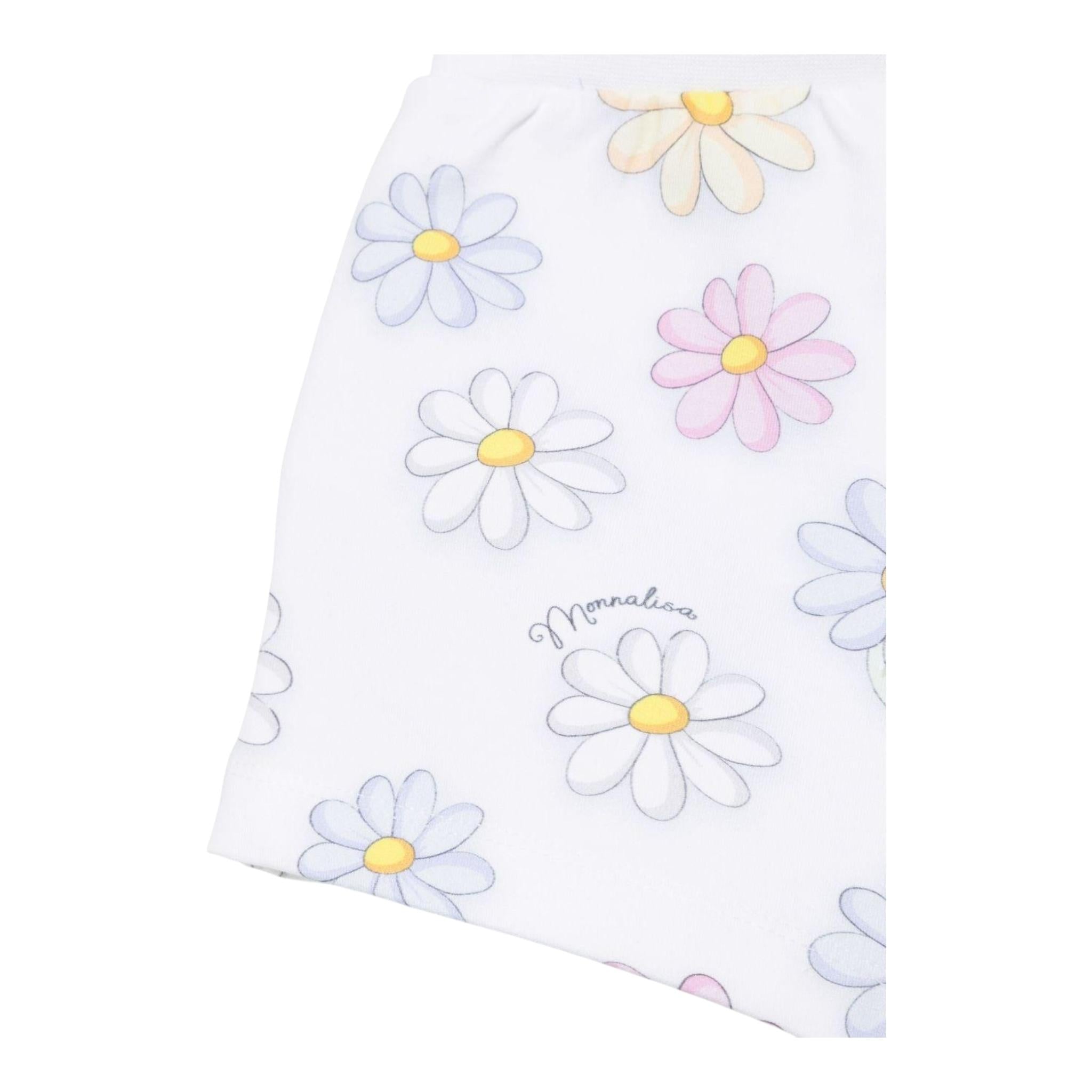 Monnalisa Short Tinta Unita con Stampa Fiori per Neonata 39E407 BIANCO MONNALISA 