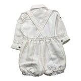 Colori Chiari Completo 3 Pezzi Camicia-Pagliaccetto-Papillon Panna Per Neonato