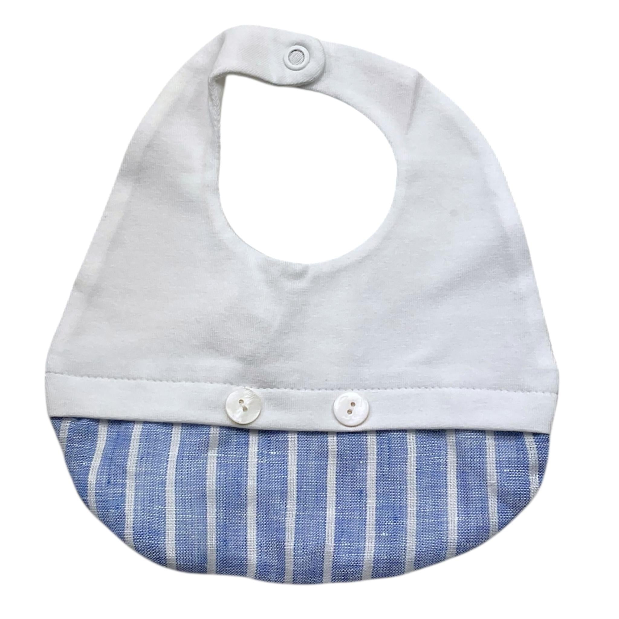 I Delfi Bavetta Bicolore con Fantasia A Righe per Neonato 25P5273 BIANCO I DELFI 