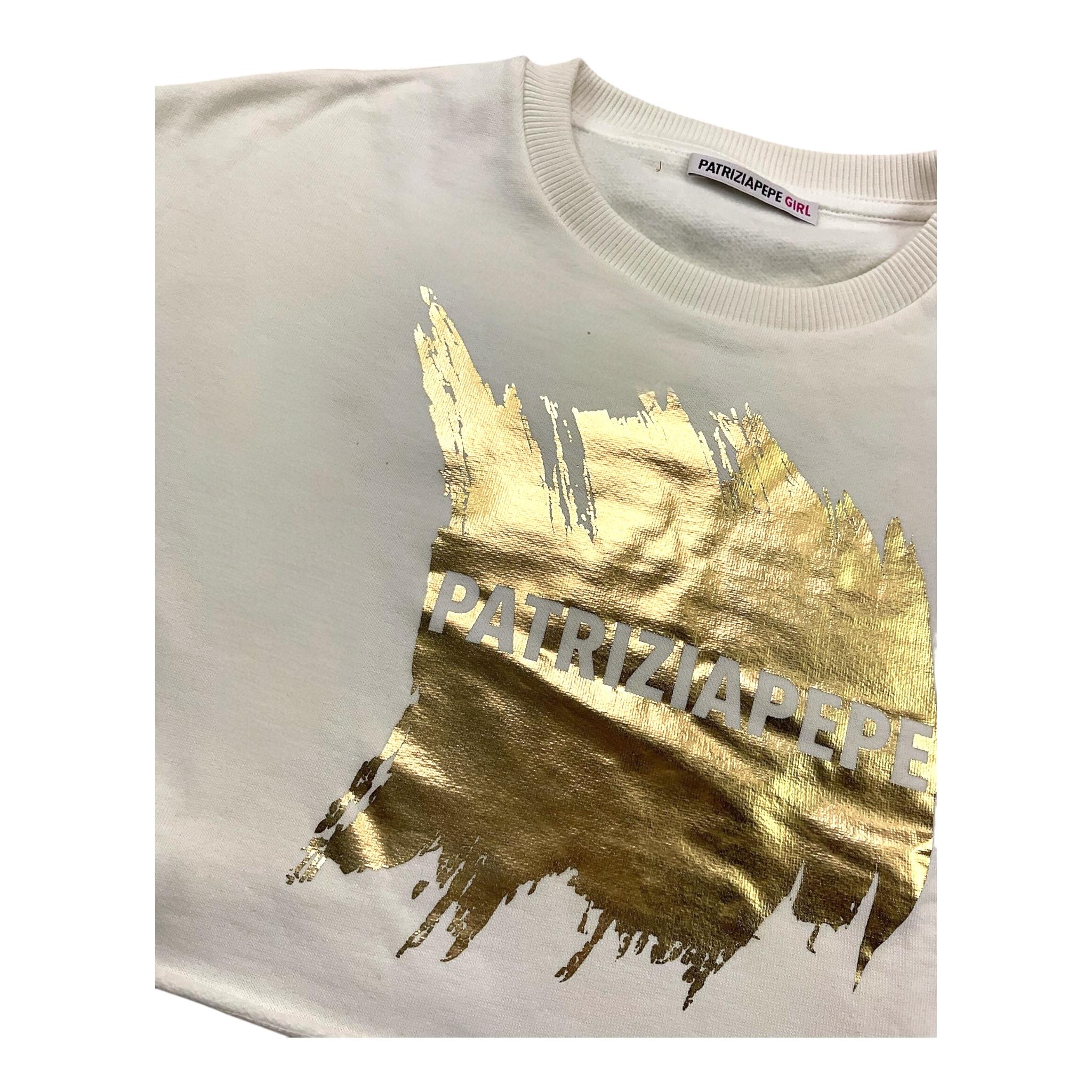 PATRIZIA PEPE felpa chiusa girocollo tinta unita cn logo Bianco per Bambina 7M0871 BIANCO PATRIZIA PEPE 