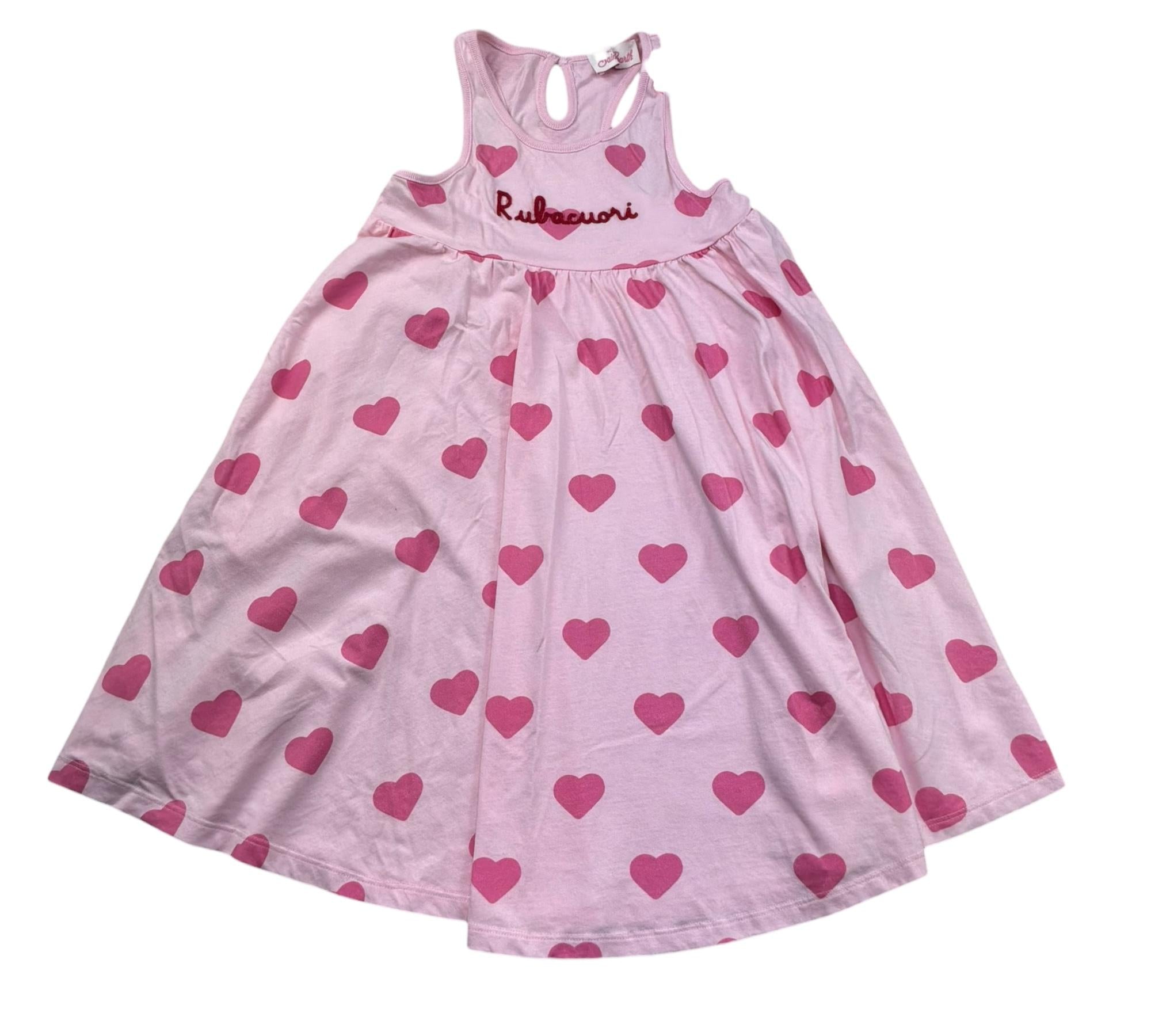 Saint Barth Abito Giromanica Tinta Unita con Stampa Cuori per Bambina MUSHA ROSA SAINT BARTH 