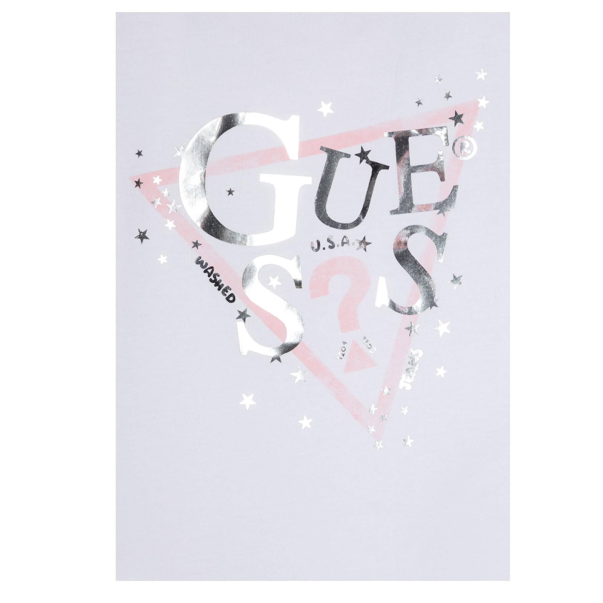 Guess T-Shirt Girocollo Tinta Unita con Logo per Neonata K5RI00K6YW4NXXX BIANCO GUESS 