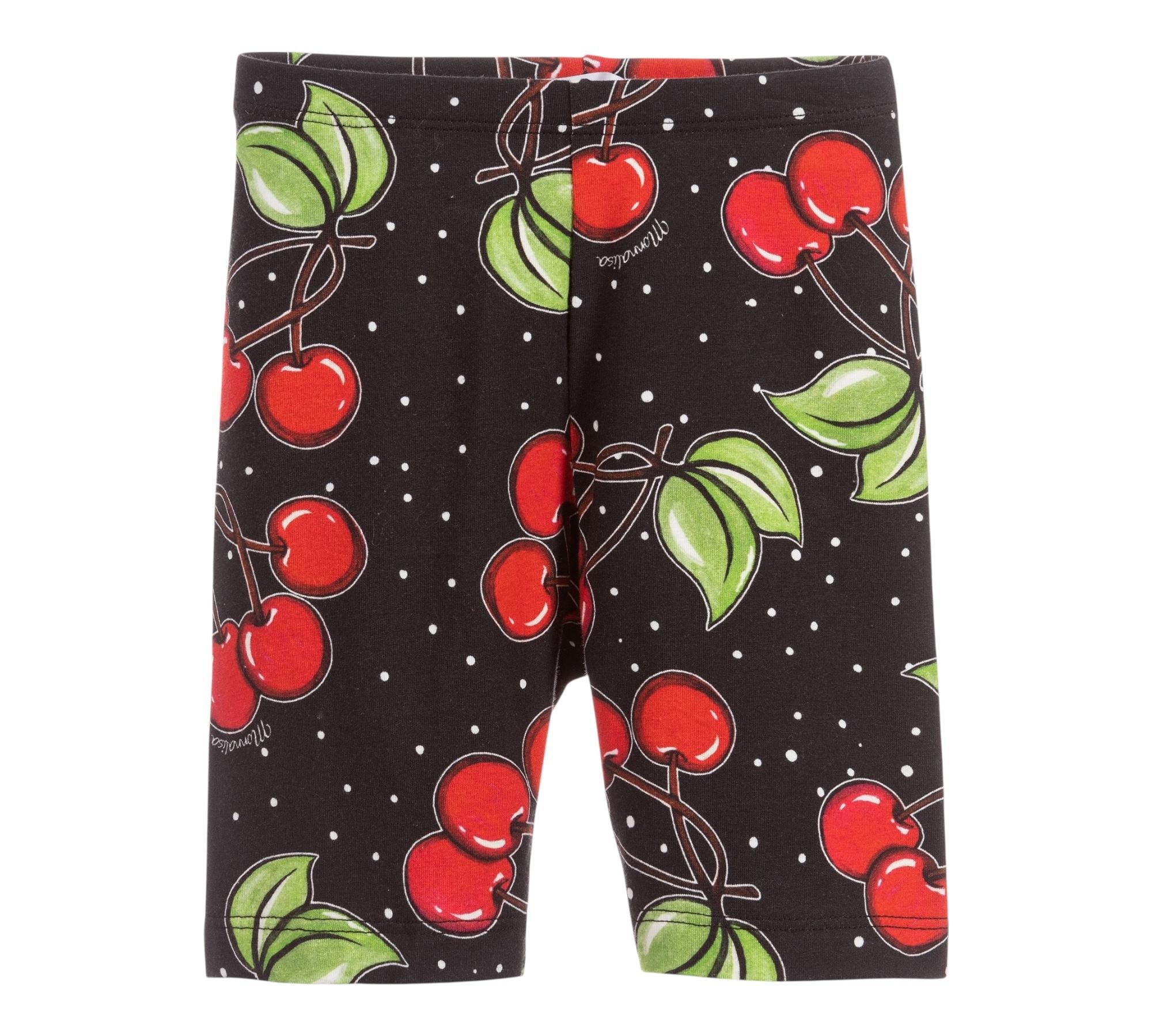 Monnalisa Leggins Ciclista Tinta Unita con Stampa Ciliegie per Bambina 115414 NERO MONNALISA 