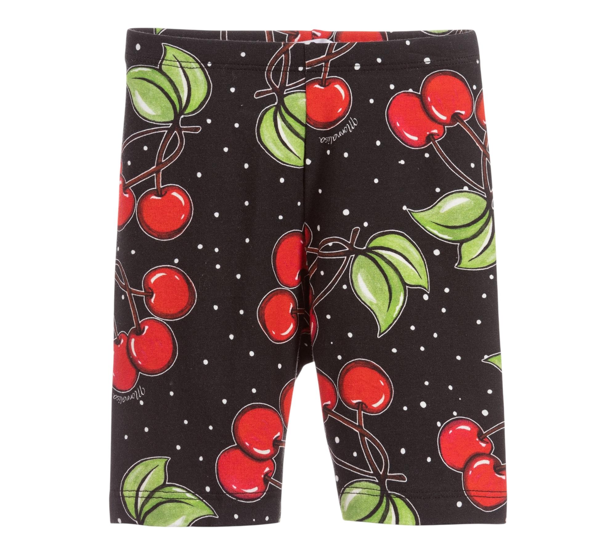 Monnalisa Leggins Ciclista Tinta Unita con Stampa Ciliegie per Bambina 115414 NERO MONNALISA 