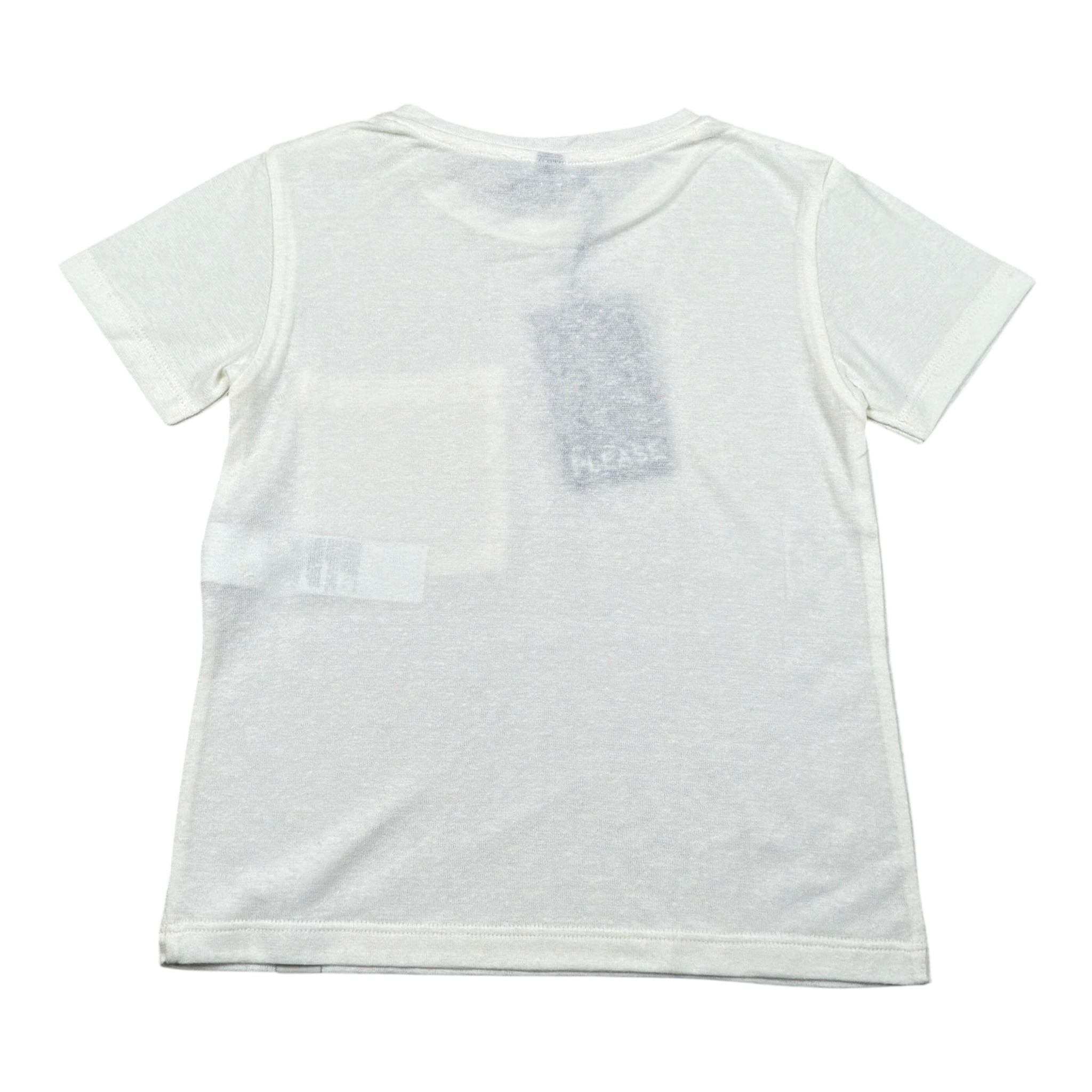 Please T-Shirt tinta unita con Taschino Panna per Bambino MBB9030B72X PANNA PLEASE 