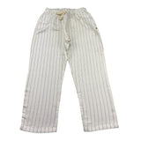 Petit Indi Pantalone Tinta Unita con Fantasia A Righe per Bambino SS25BK8225 BIANCO PETIT INDI 